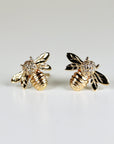 Real Diamond Bumble Bee Earrings 14k Gold (SINGLE OR PAIR) - Melt'm Jewelry