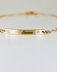 14k Solid Gold Custom Bar Bracelet, Personalized Nameplate - Melt'm Jewelry