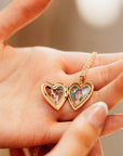 North Star Heart Locket Necklace 14k Gold Filled