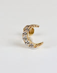 Cz Crescent Moon Earring 14k Solid Gold, Internally Threaded Flat Back Cartilage Earring - Melt'm Jewelry