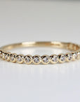Bezel Half Eternity Stacking Ring 14k Solid Gold, Eternity Wedding Band
