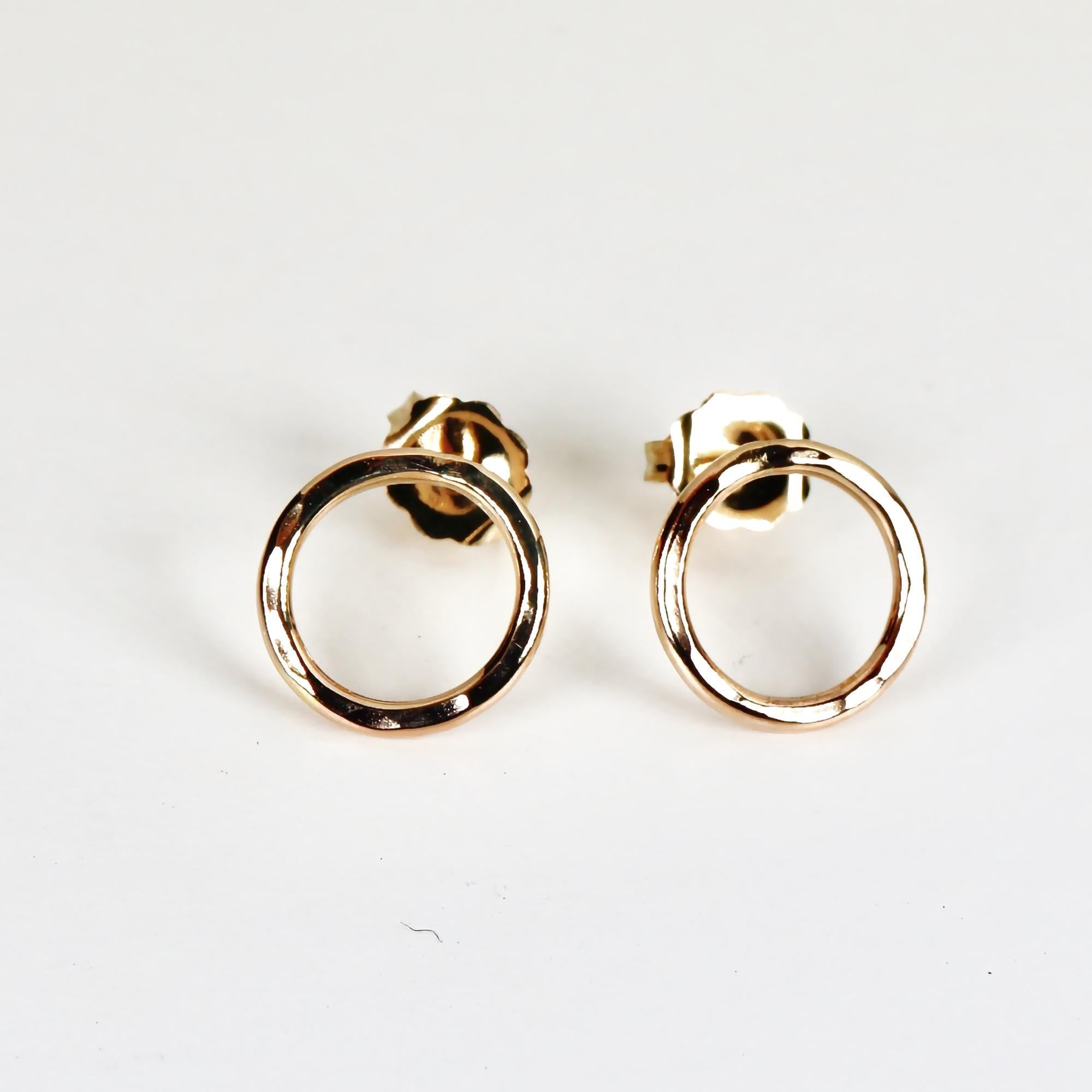10mm Hammered Circle Stud Earrings, Gold Filled or Sterling Silver Studs - Melt'm Jewelry