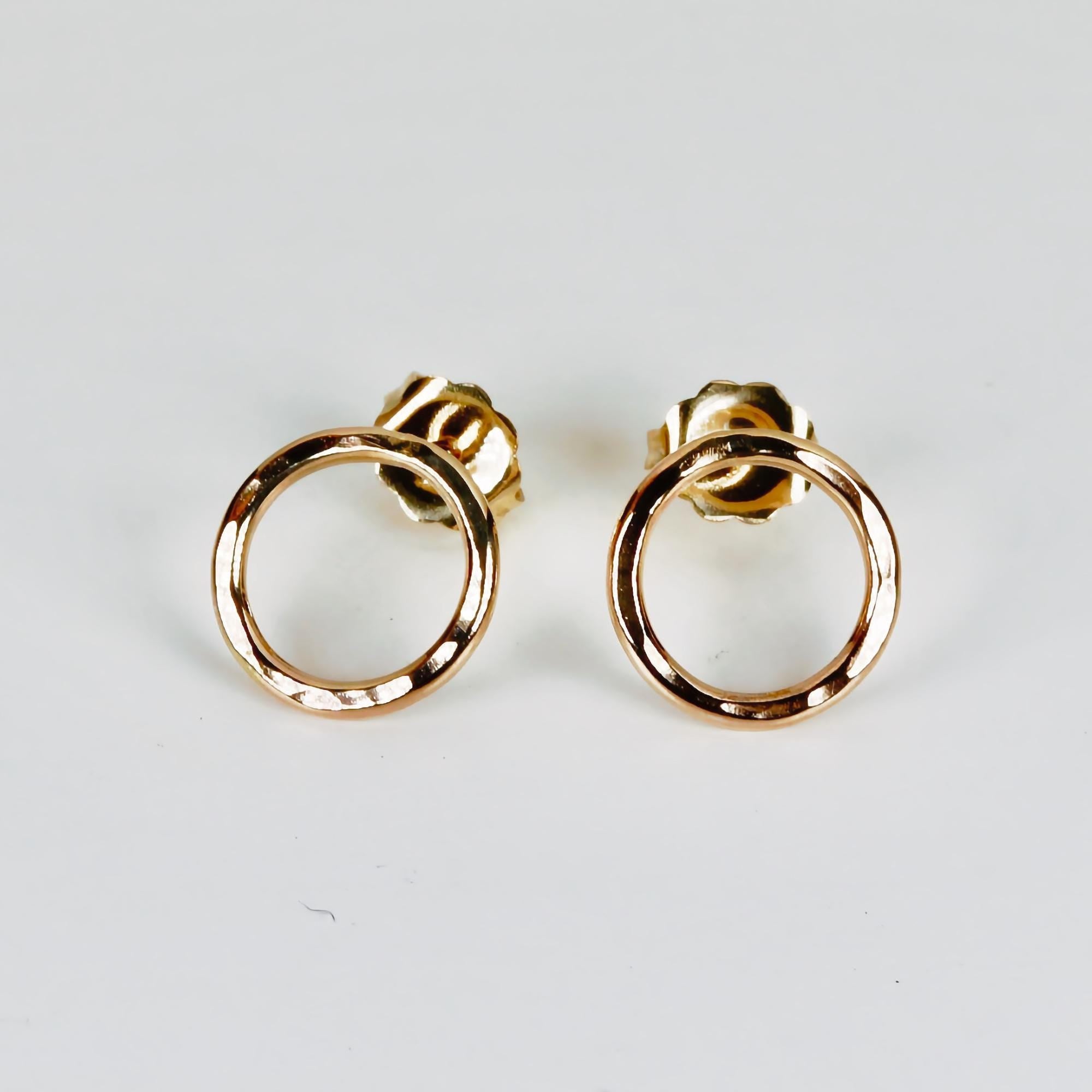 10mm Hammered Circle Stud Earrings, Gold Filled or Sterling Silver Studs - Melt'm Jewelry