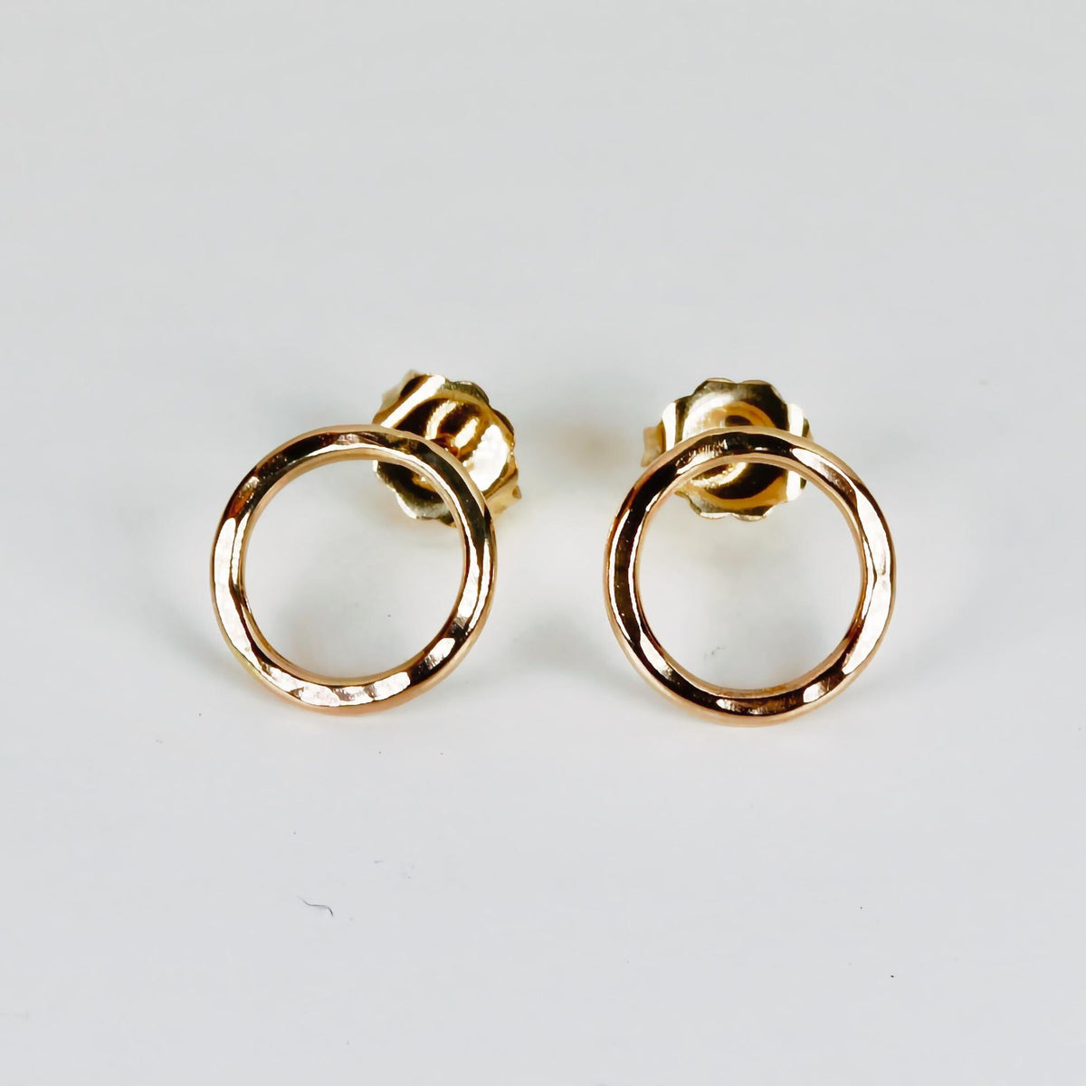 10mm Hammered Circle Stud Earrings, Gold Filled or Sterling Silver Studs - Melt'm Jewelry