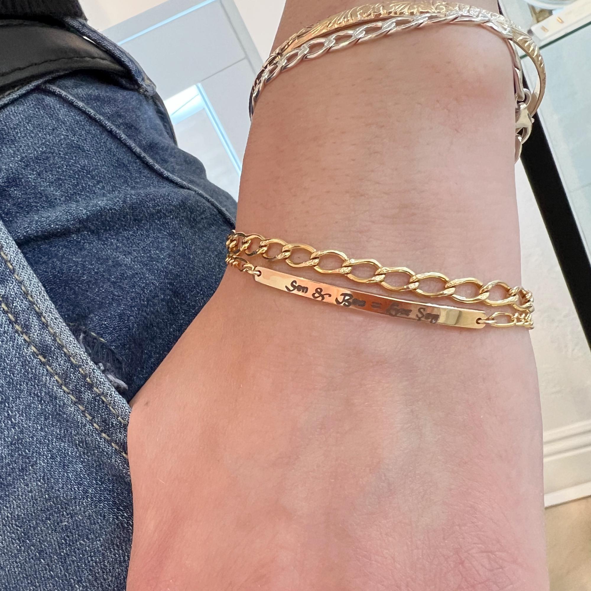 Gold Filled Personalized Bar Bracelet • Custom Engraved Gift for Her - Melt'm Jewelry