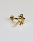 Palm Tree Flat Back Earrings 14k Solid Gold, Minimalist Earrings, Internally Threaded Earrings, Cartilage Earrings, Gift for Her