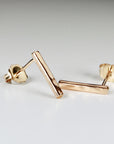 Minimal Simple Hammered Bar Stud Earrings Gold Filled - Melt'm Jewelry