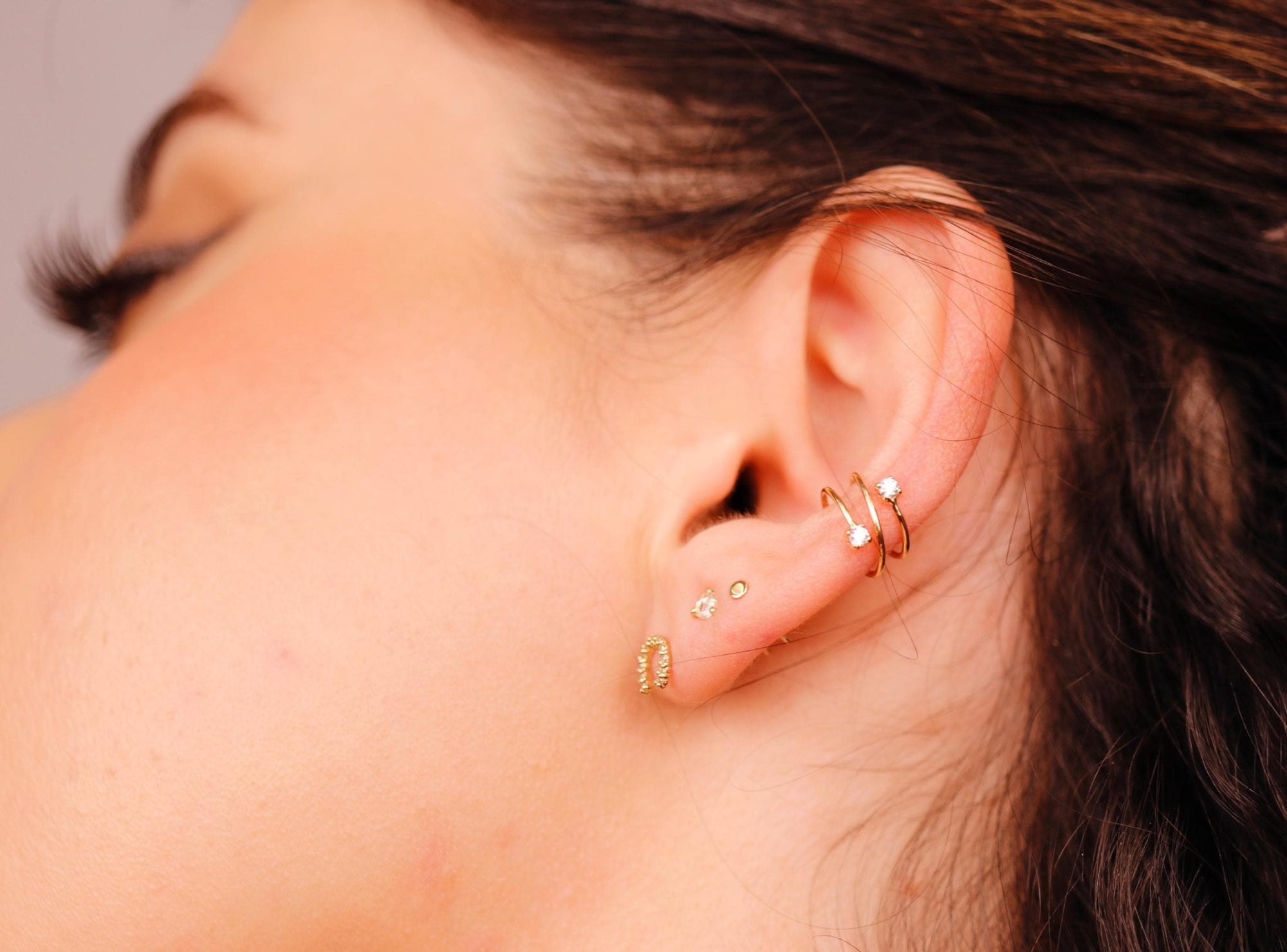 14k Gold Cz Ear Cuff, Single (Half Pair) - Melt'm Jewelry