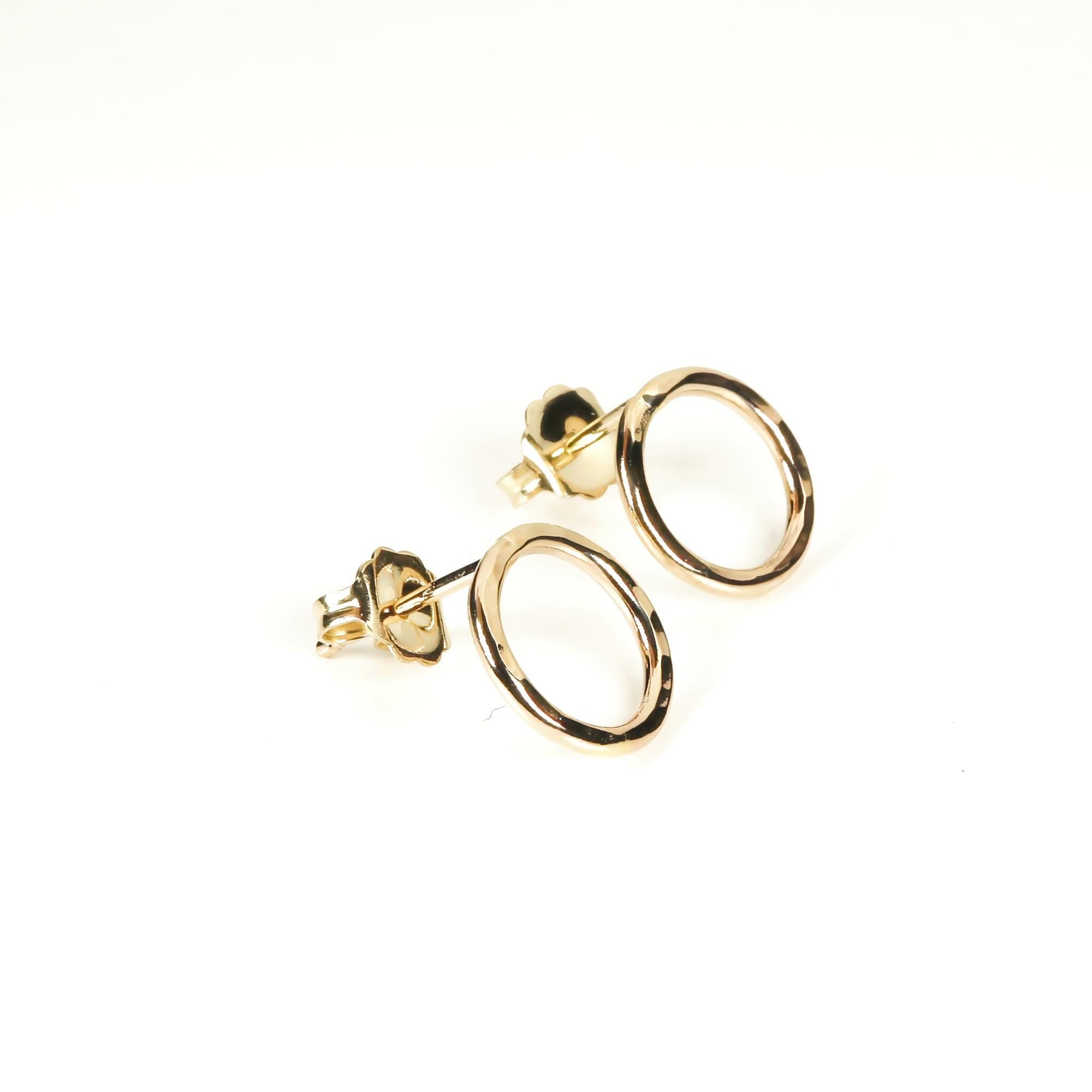 10mm Hammered Circle Stud Earrings, Gold Filled or Sterling Silver Studs - Melt'm Jewelry