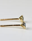 Tiny Blue Montana Sapphire Martini Bezel Earrings 14k Gold - Melt'm Jewelry