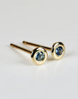 Tiny Blue Montana Sapphire Martini Bezel Earrings 14k Gold - Melt'm Jewelry
