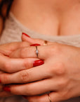 Salt and Pepper Diamond Ring in 14k White Gold, Handmade Promise Ring - Melt'm Jewelry