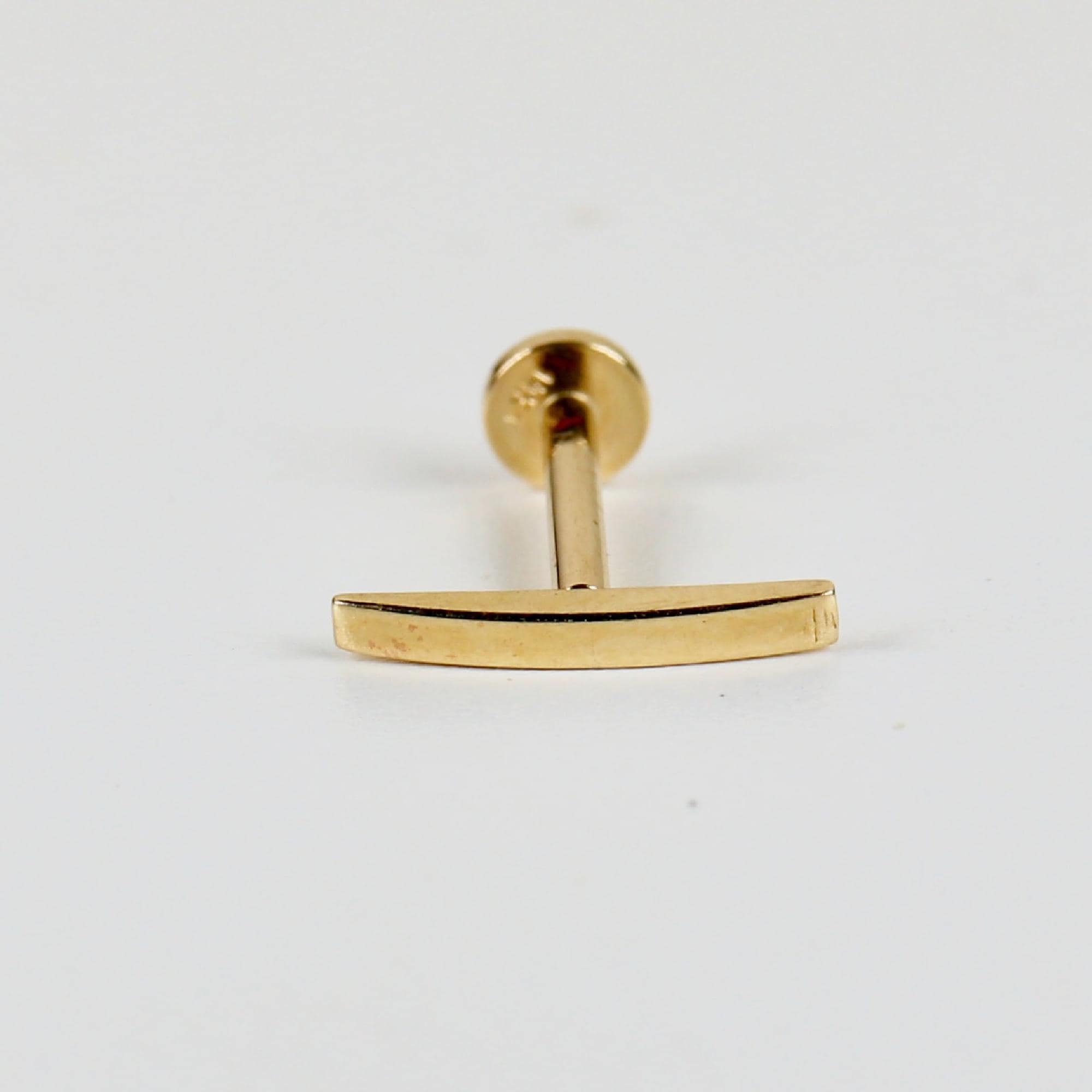 14k Solid Gold Bar Flat Back Earring, Internally Threaded Labret (SINGLE or PAIR) - Melt'm Jewelry
