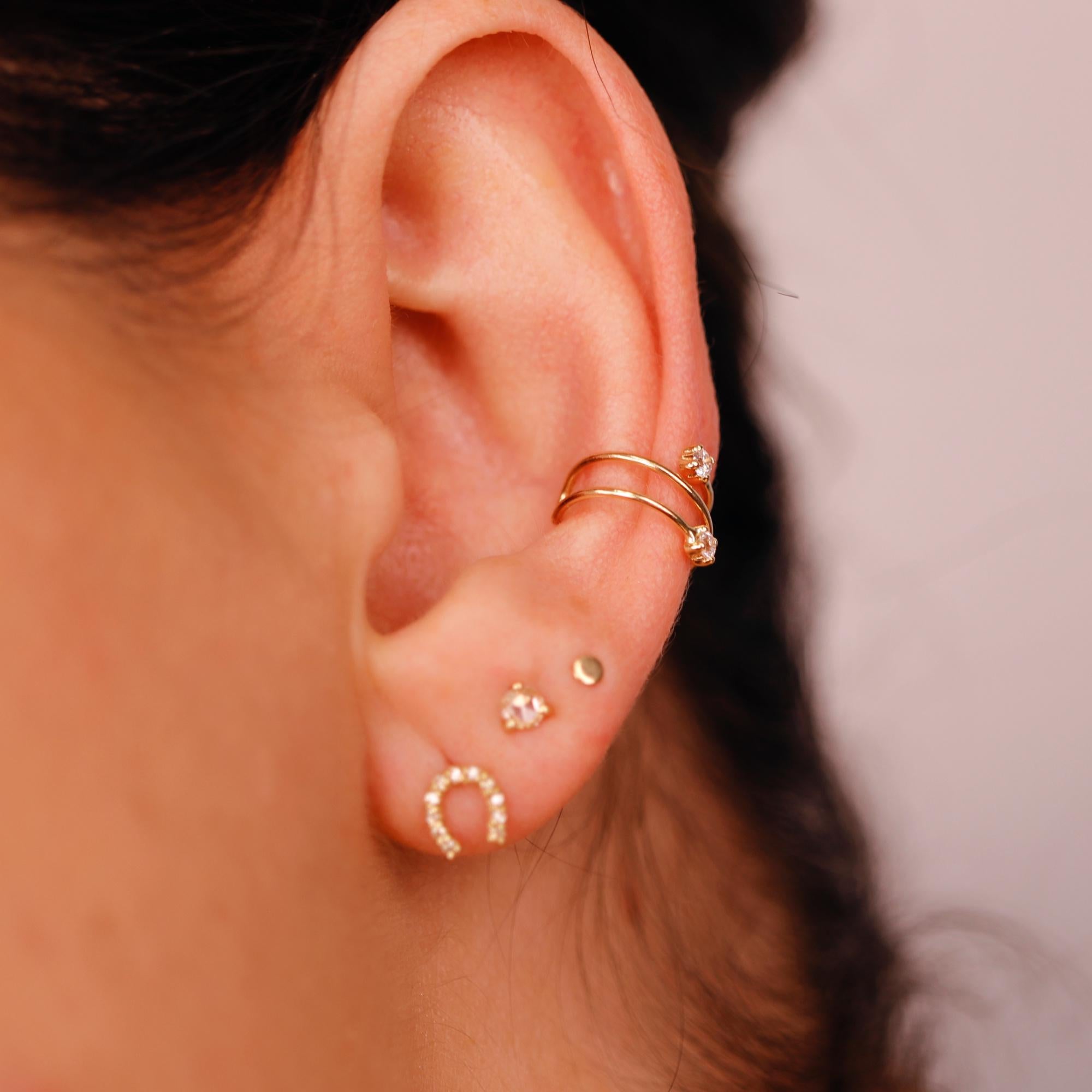 Solid Gold Ear Cuff CZ Diamond