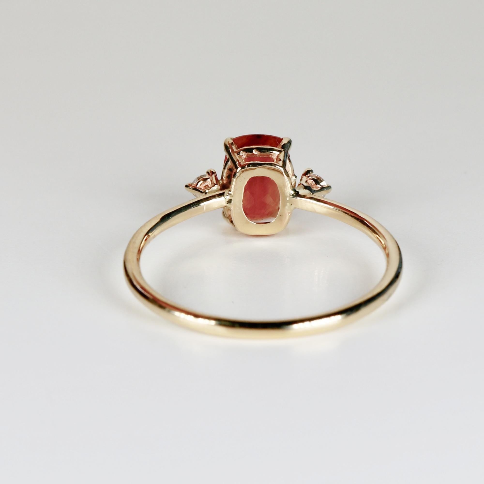 Diamond Accent Elongated Cushion Sunstone Ring - Melt'm Jewelry