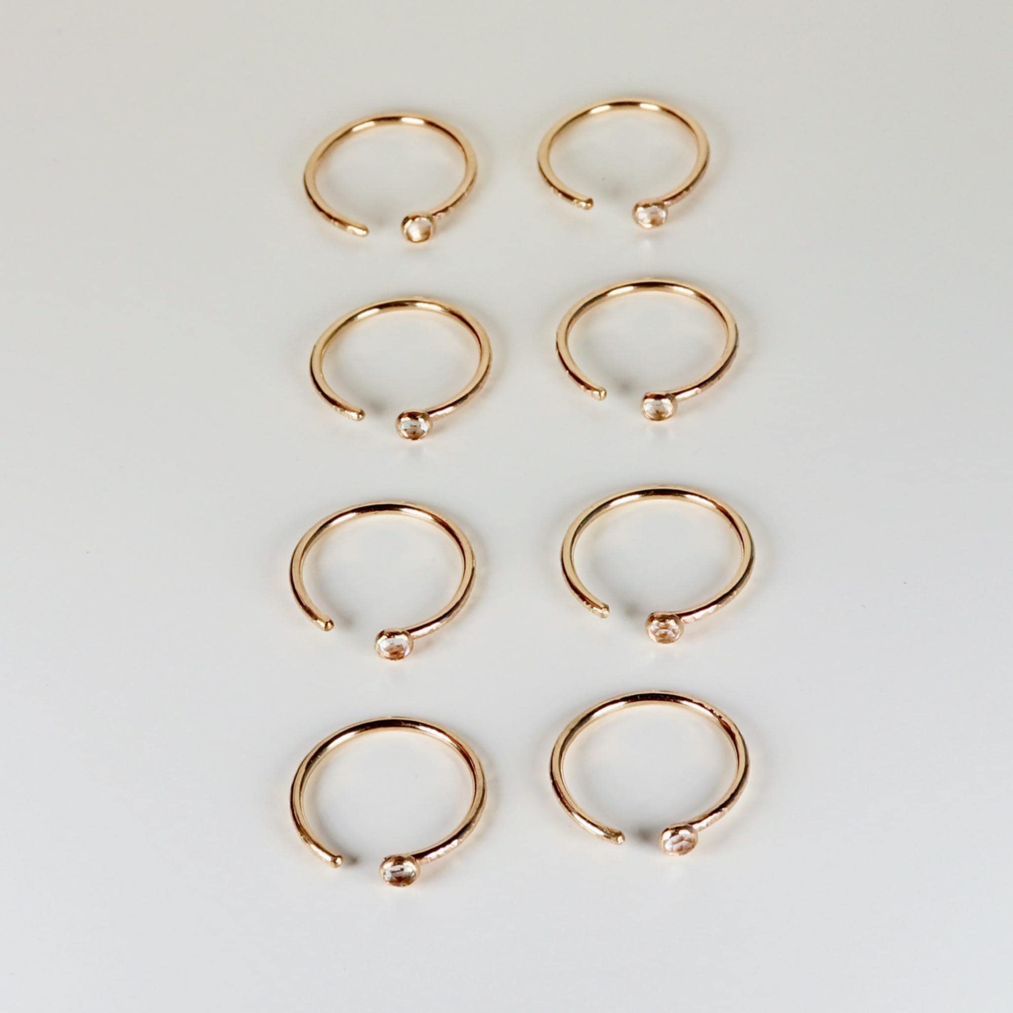 Gold Filled Pinky Promise Ring, 3mm Bezel Gemstone Open Ring, Stackable Bridesmaid Gift, Single or Bundle Set of 6–12, Minimalist Jewelry