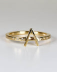 14k Gold Diamond Initial Ring, Personalized Square Band Monogram Ring - Melt'm Jewelry