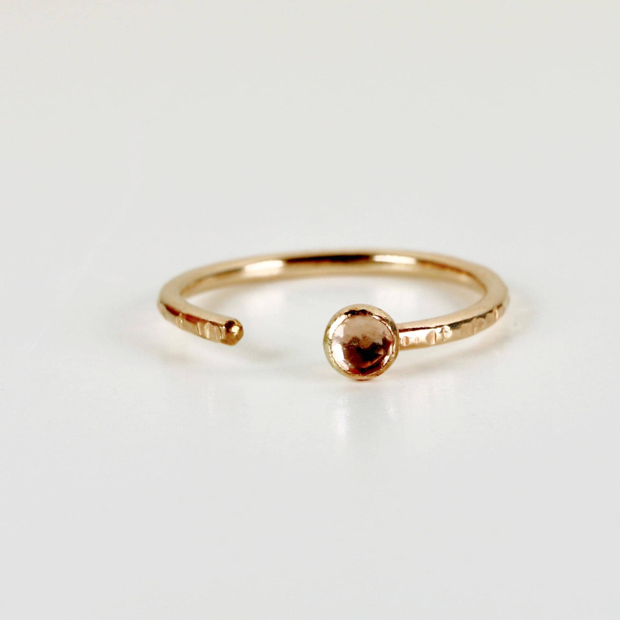 Gold Filled Pinky Promise Ring, 3mm Bezel Gemstone Open Ring, Stackable Bridesmaid Gift, Single or Bundle Set of 6–12, Minimalist Jewelry