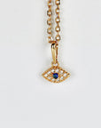 14k Gold Sapphire Evil Eye Necklace - Melt'm Jewelry