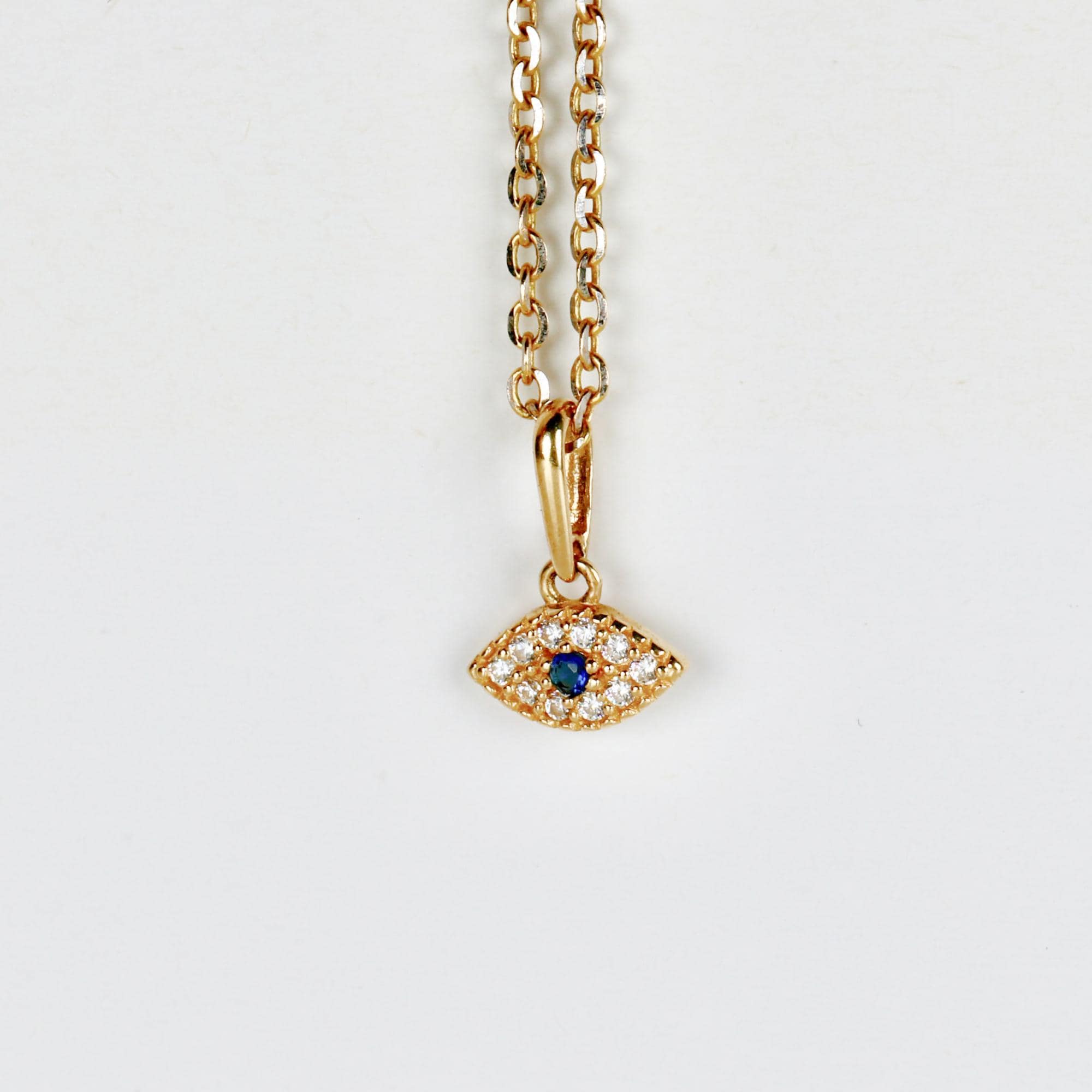 14k Gold Sapphire Evil Eye Necklace