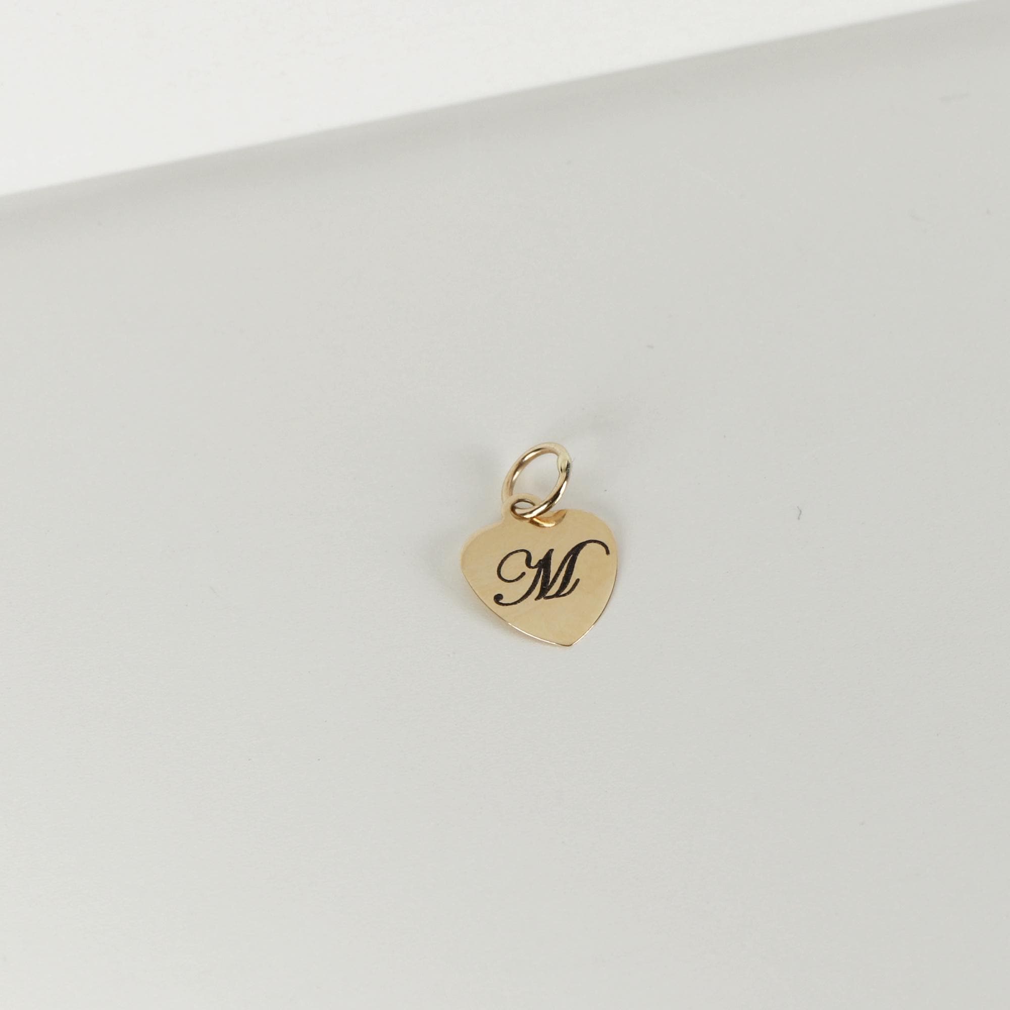 14k Solid Gold Engraved Heart Necklace, Custom Initial Pendant - Melt'm Jewelry