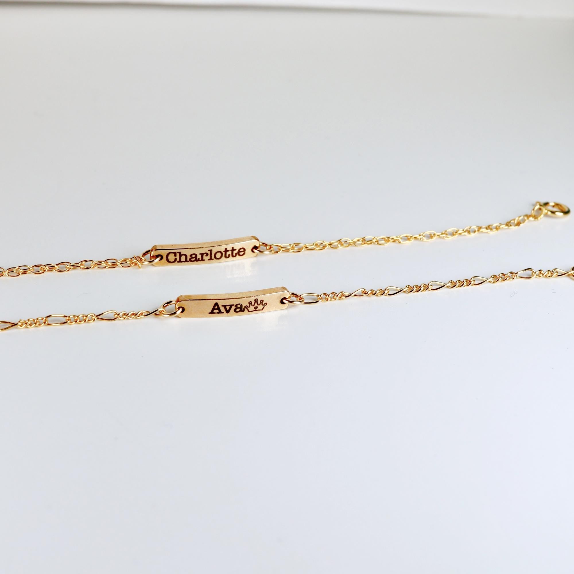 Engraved Kids Bar Bracelet Gold Filled, Custom Nameplate Bracelet for Baby or Toddler - Melt'm Jewelry