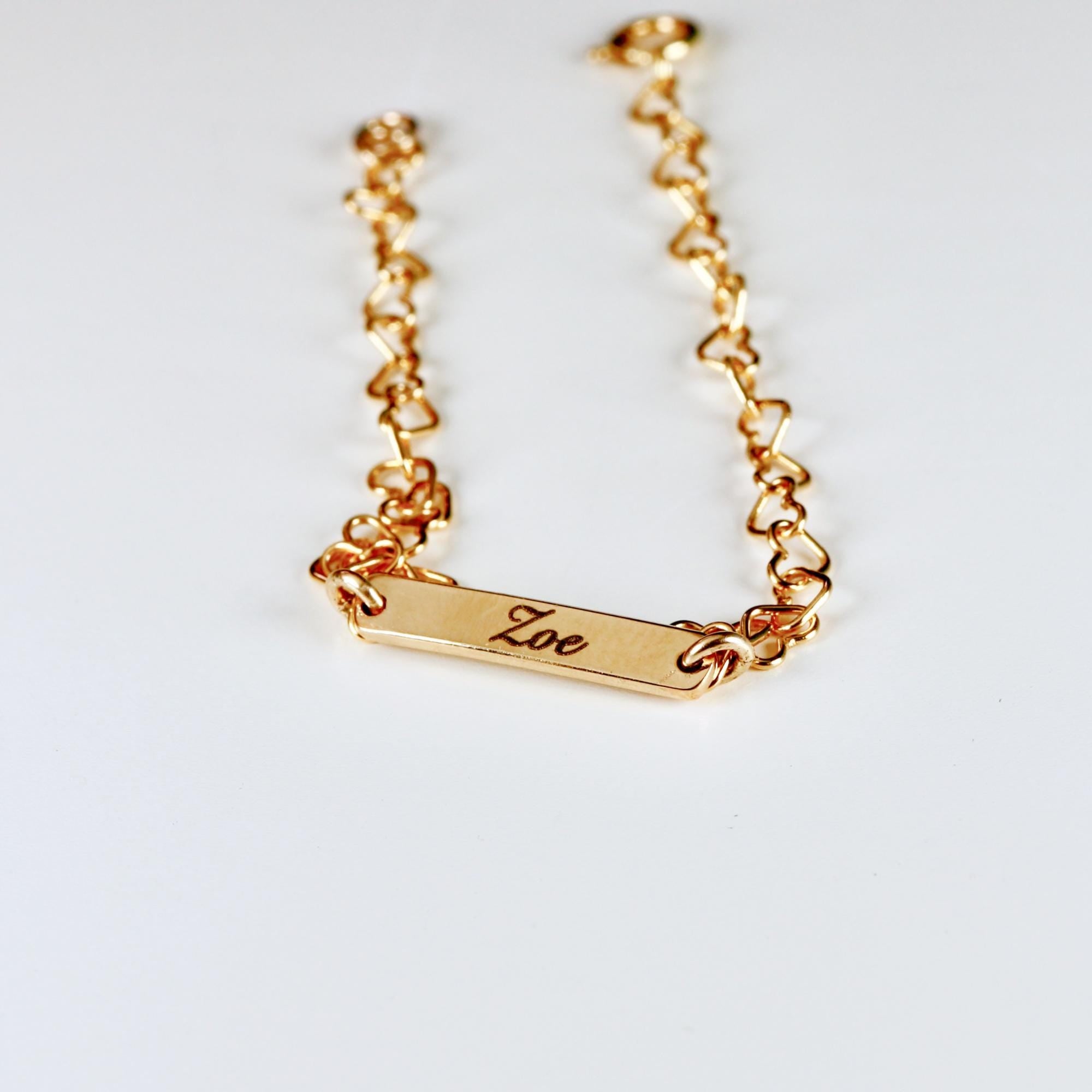 Engraved Kids Bar Bracelet Gold Filled, Custom Nameplate Bracelet for Baby or Toddler - Melt'm Jewelry