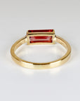 Baguette Pink Tourmaline Ring 14k Gold, October Birthstone Ring, Tourmaline Engagement Ring, Art Deco Diamond Band, Gift for Her