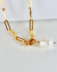 Gold Filled Freshwater Pearl Pendant Toggle Necklace - Melt'm Jewelry