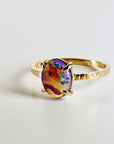 Natural Purple Australian Opal Ring 14k Solid Gold, Handmade Opal Jewelry, October Birthstone Ring, Unique Birthday Gift for Wife