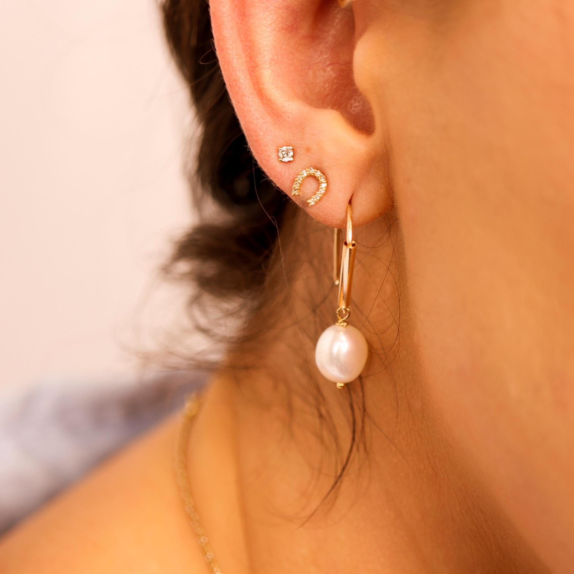 Baroque Pearl Dangle Earrings, Gold Filled Big Pearl Earrings - Melt'm Jewelry