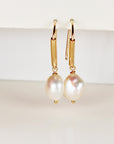Baroque Pearl Dangle Earrings, Gold Filled Big Pearl Earrings, Minimalist Drop Pearl Jewelry, Bridal Pearl Earrings, Gift for Her