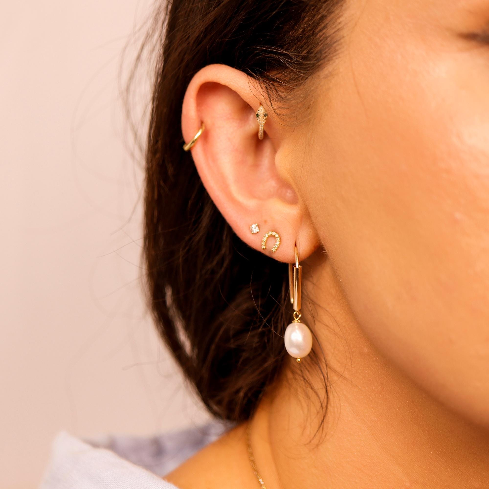 Baroque Pearl Dangle Earrings, Gold Filled Big Pearl Earrings, Minimalist Drop Pearl Jewelry, Bridal Pearl Earrings, Gift for Her