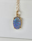 Boulder Opal Necklace 14k Solid Gold, Australian Blue Green Fire Opal Pendant, October Birthstone Jewelry, Unique Gift for Wife