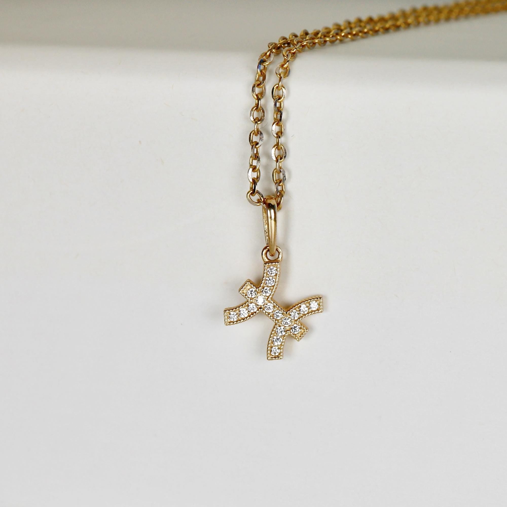 14k Solid Gold Zodiac Necklace, Custom Zodiac Necklace - Melt'm Jewelry