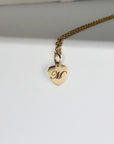 14k Solid Gold Engraved Heart Necklace, Custom Initial Pendant - Melt'm Jewelry