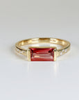 Baguette Pink Tourmaline Ring 14k Gold, October Birthstone Ring, Tourmaline Engagement Ring, Art Deco Diamond Band, Gift for Her