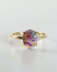 Natural Purple Australian Opal Ring 14k Solid Gold, Handmade Opal Jewelry, October Birthstone Ring, Unique Birthday Gift for Wife