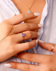 Natural Purple Australian Opal Ring 14k Solid Gold, Handmade Opal Jewelry, October Birthstone Ring, Unique Birthday Gift for Wife