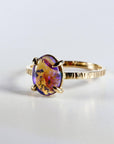 Natural Purple Australian Opal Ring 14k Solid Gold, Handmade Opal Jewelry, October Birthstone Ring, Unique Birthday Gift for Wife