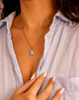 Boulder Opal Necklace 14k Solid Gold, Australian Blue Green Fire Opal Pendant, October Birthstone Jewelry, Unique Gift for Wife