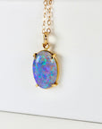 Boulder Opal Necklace 14k Solid Gold, Australian Blue Green Fire Opal Pendant, October Birthstone Jewelry, Unique Gift for Wife
