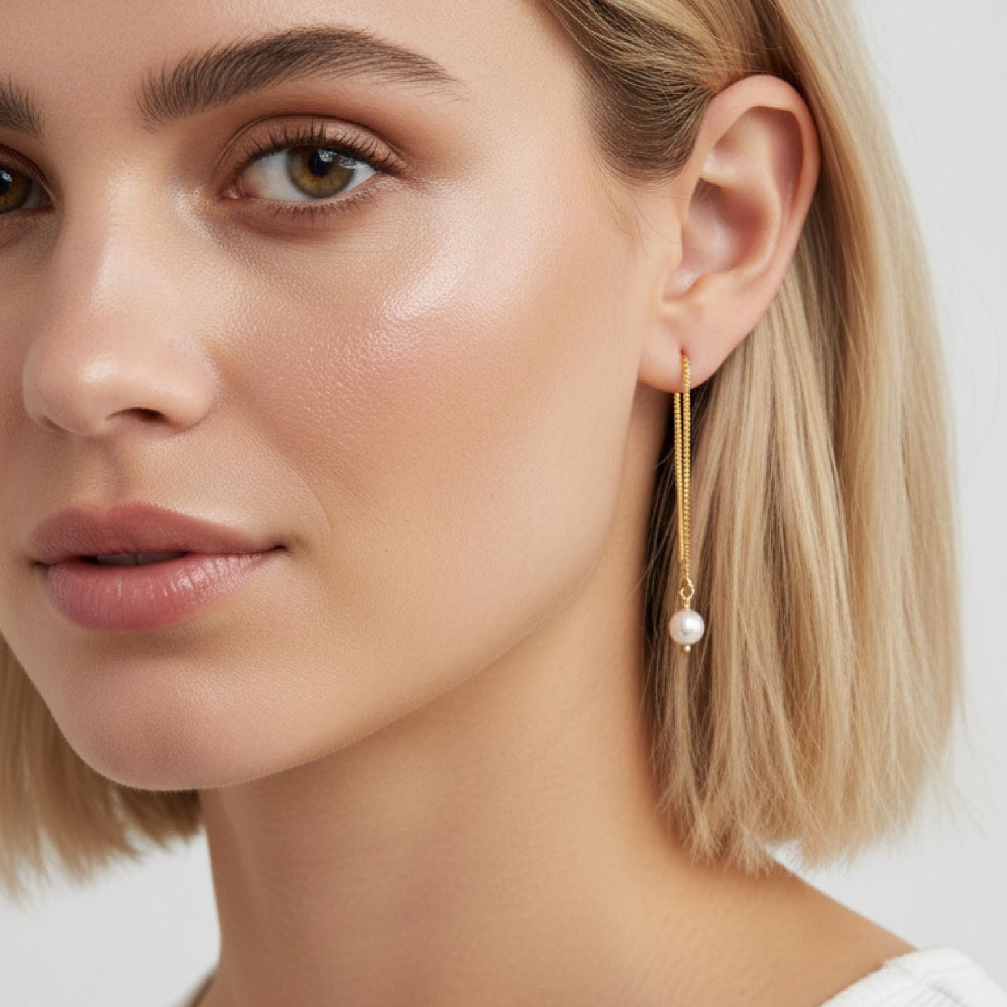 Freshwater Pearl Chain Earrings - Melt'm Jewelry