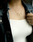 Interlocking Circle Necklace, Gold Double Circle Necklace