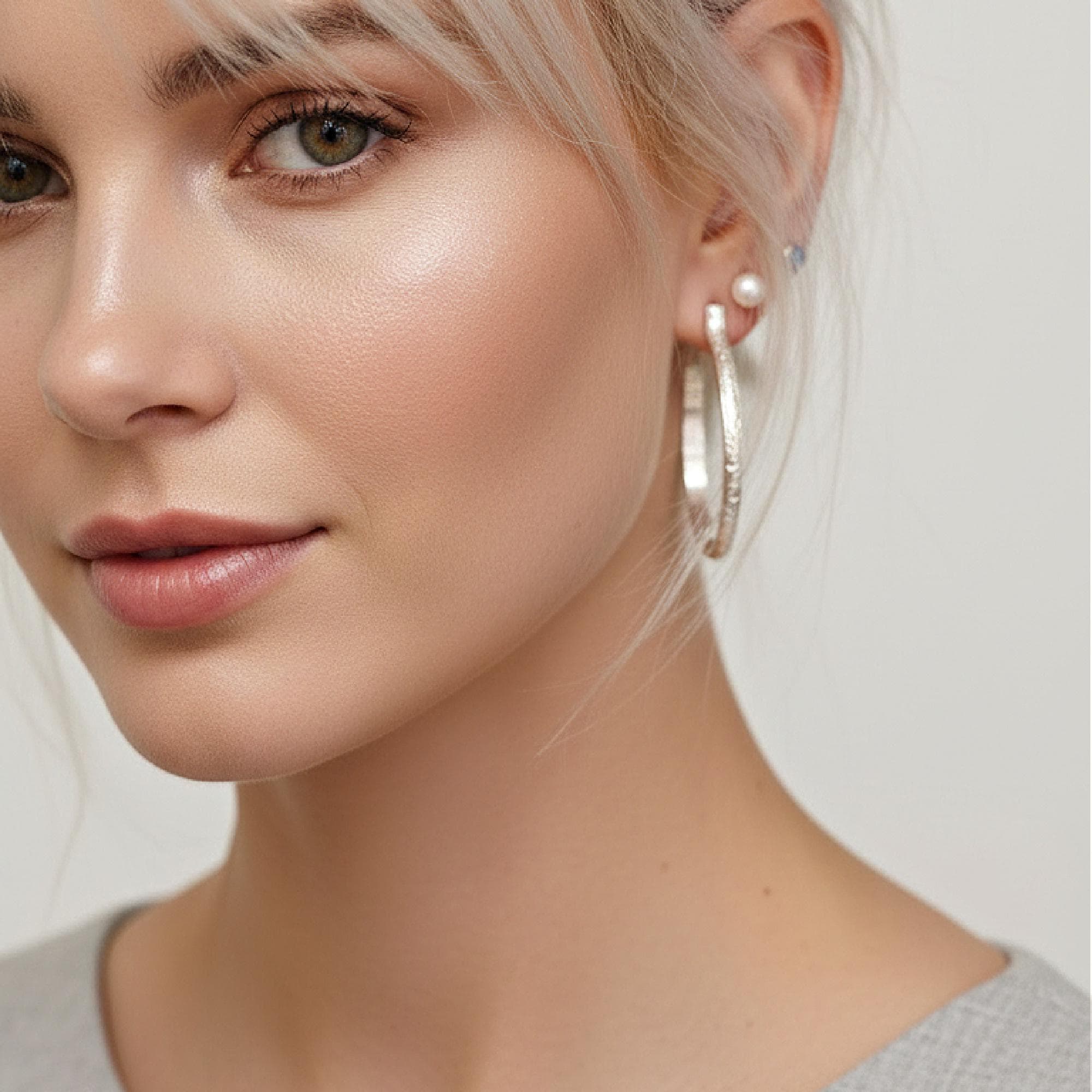 2 Inch Patterned Large Oval Hoop Earrings in Sterling Silver - Melt'm Jewelry