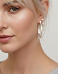 2 Inch Patterned Large Oval Hoop Earrings in Sterling Silver - Melt'm Jewelry