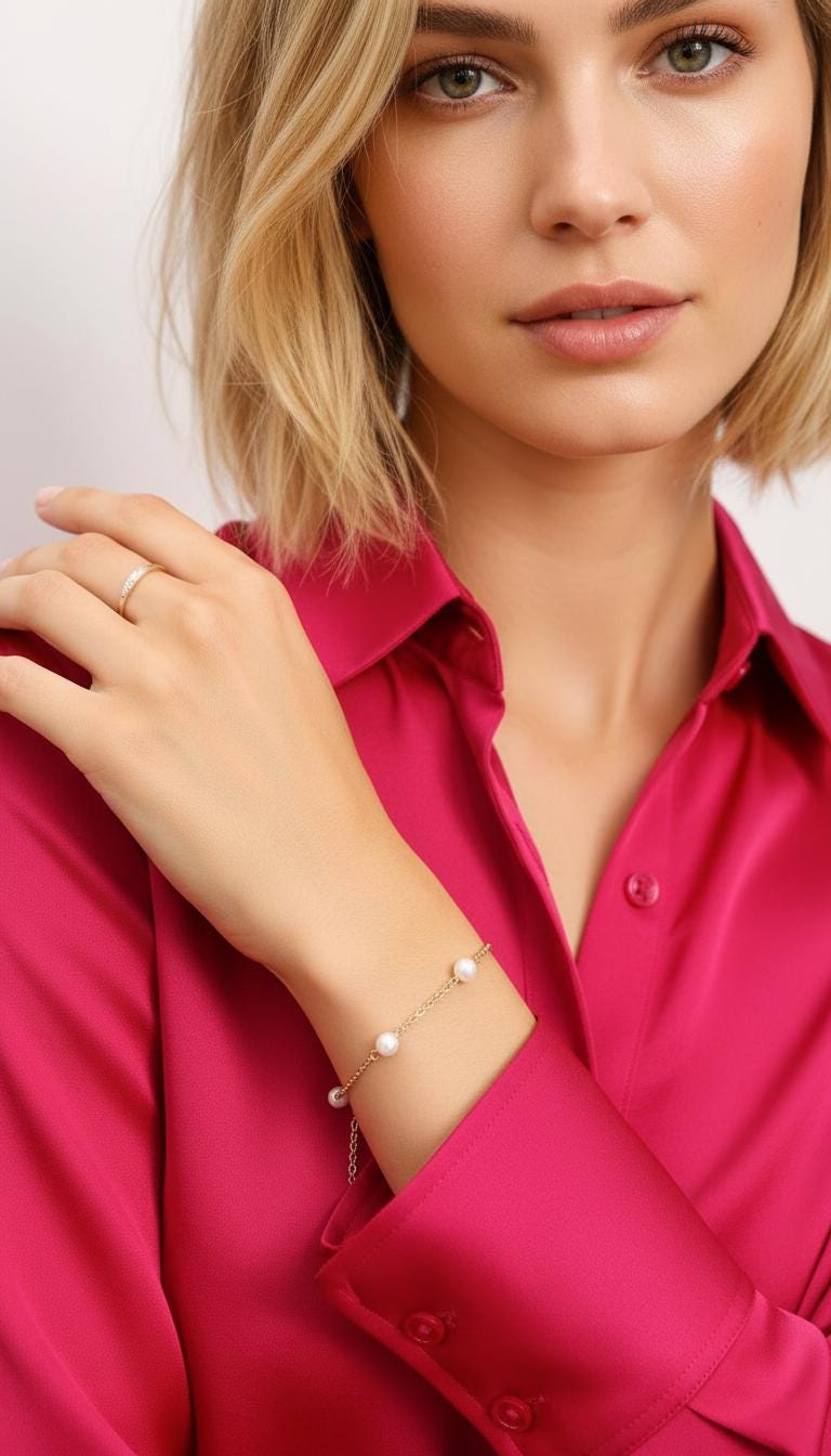 Dainty Pearl Chain Bracelets Gold Filled, Freshwater Pearl Bracelet - Melt'm Jewelry