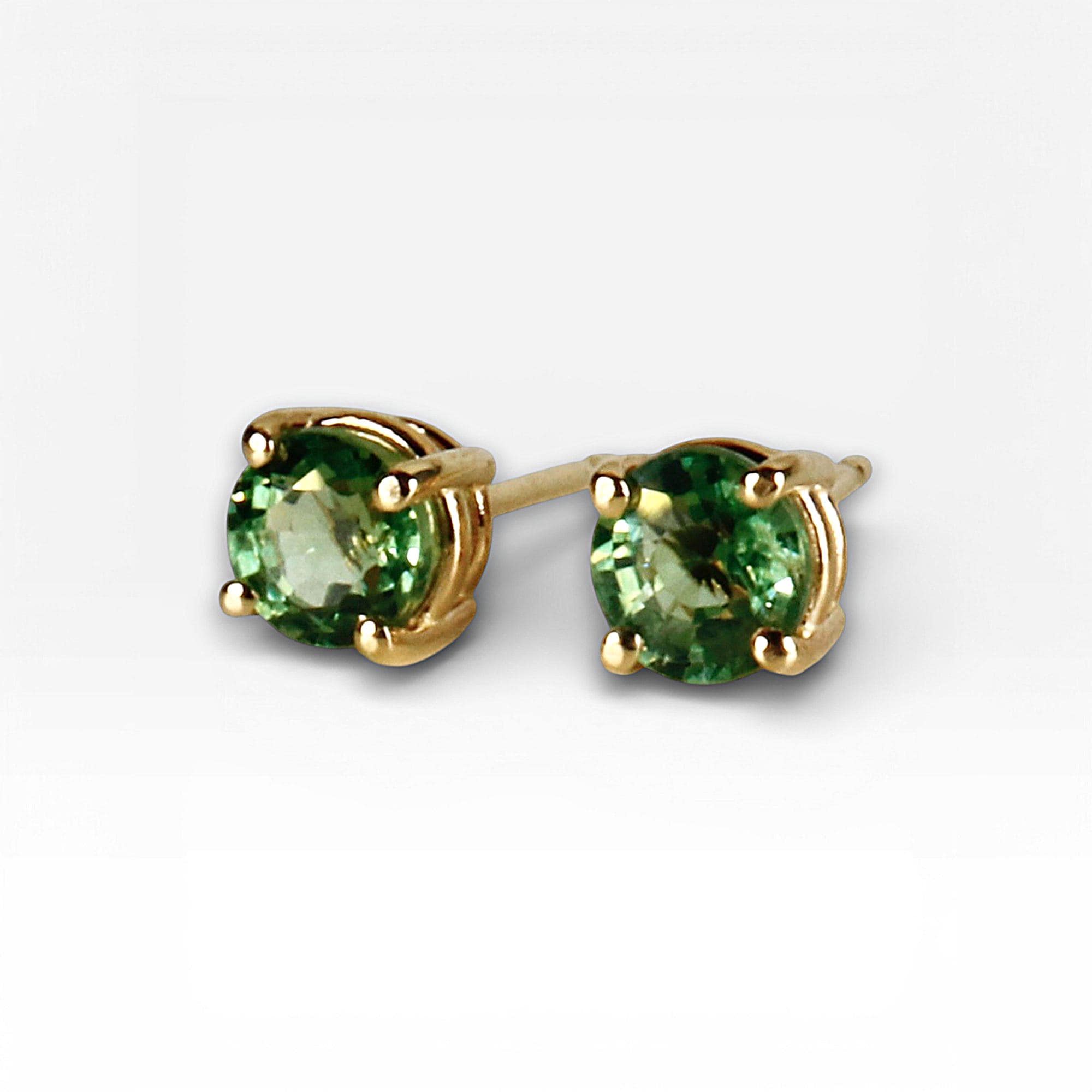 Green Sapphire Earrings 14k Solid Gold, Sapphire Bridal Earrings - Melt'm Jewelry