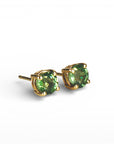 Green Sapphire Earrings 14k Solid Gold, Sapphire Bridal Earrings - Melt'm Jewelry