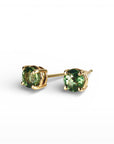 Green Sapphire Earrings 14k Solid Gold, Sapphire Bridal Earrings - Melt'm Jewelry